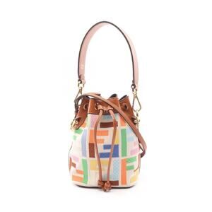 Fendi Montresor Handbag Canvas Leather Beige Brown Multicolor